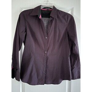 Express Design Studio Blouse Women's Size Large Button Up Polka Dot NWOT‎